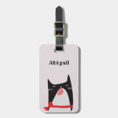 かわいい猫と蝶ネクタイの漫画 ラゲッジタグ (正面縦)