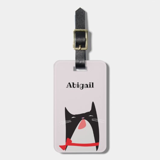 かわいい猫と蝶ネクタイの漫画 ラゲッジタグ (正面縦)