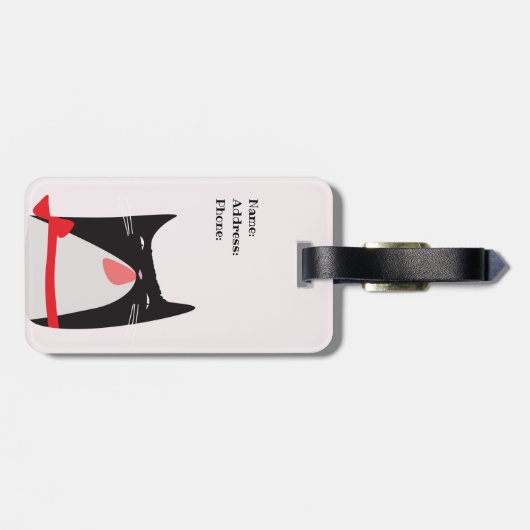 かわいい猫と蝶ネクタイの漫画 ラゲッジタグ (裏面横)