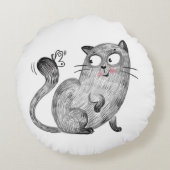 かわいい猫と蝶 ラウンドクッション (裏面)
