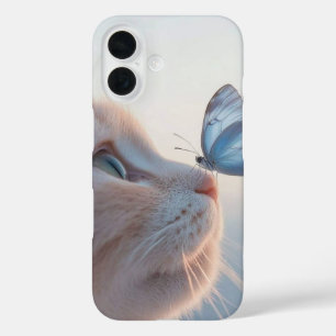 かわいい猫と蝶iPhone 16ケース iPhone 16ケース