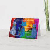 かわいい猫と言葉カラフルのあいさつカード カード (正面)