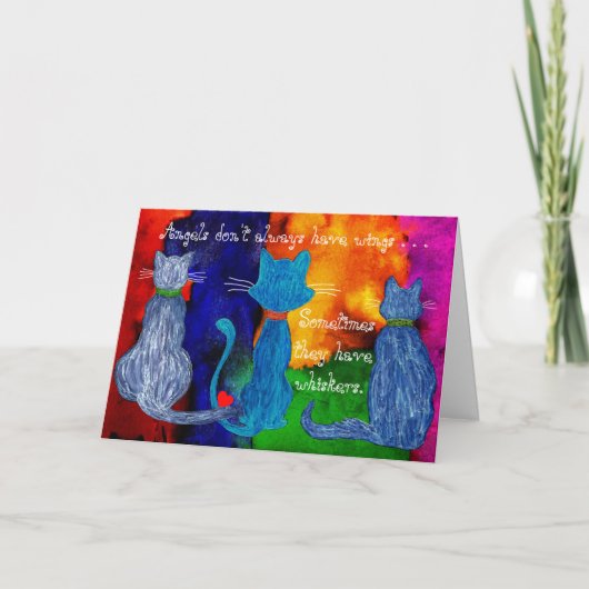 かわいい猫と言葉カラフルのあいさつカード カード (正面)