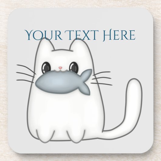 かわいい猫と賞魚付き コースター (正面)