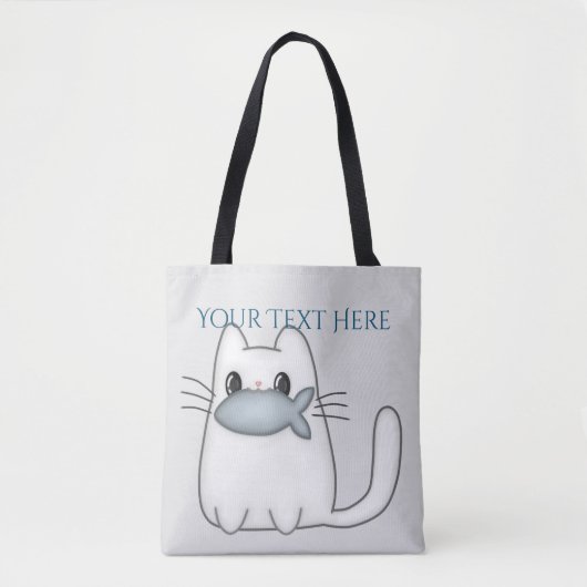 かわいい猫と賞魚付き トートバッグ (正面)