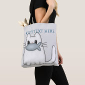 かわいい猫と賞魚付き トートバッグ (クローズアップ)
