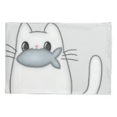 かわいい猫と賞魚付き 枕カバー (裏面)