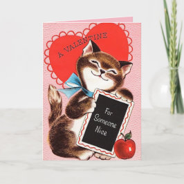 かわいい猫と赤いハートバレンタインデーのカード シーズンカード