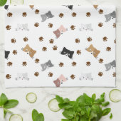 かわいい猫と足 キッチンタオル (折り畳み)