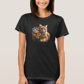 かわいい猫と野の花 Tシャツ (正面)