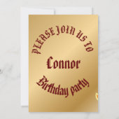 かわいい猫と金ゴールドとおもしろい 招待状 (裏面)