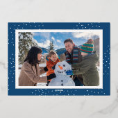 かわいい猫と雪片カスタムクリスマス写真 箔シーズンカード (裏面)