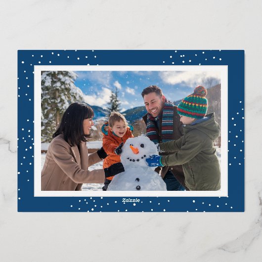 かわいい猫と雪片カスタムクリスマス写真 箔シーズンカード (裏面)