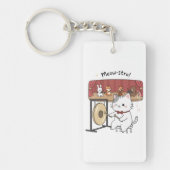 かわいい猫と音楽と友達のキーリング キーホルダー (正面)