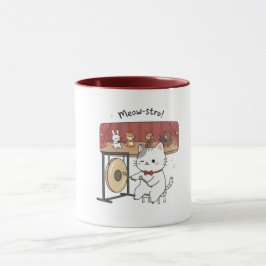 かわいい猫と音楽と友達のマグカップ マグカップ