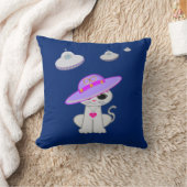 かわいい猫と飛んでいるソース クッション (ブランケット)