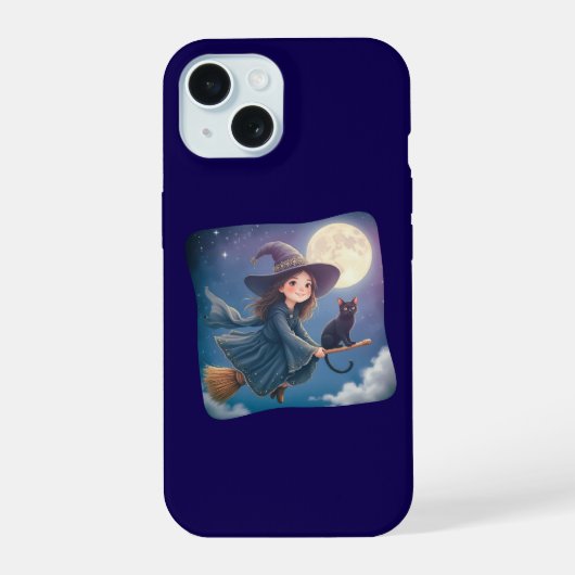 かわいい猫と魔女のiPhone / iPadケース iPhone 15ケース (裏面)