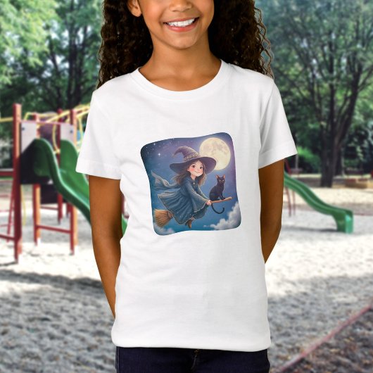 かわいい猫と魔女のTシャツ Tシャツ