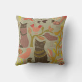 かわいい猫と鳥の枕 クッション (裏面)