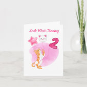 かわいい猫と2誕生日風船 カード (正面)