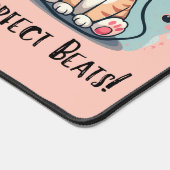 かわいい猫にヘッドホン カワイイ音楽好きアート デスクマット (コーナー)