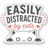 かわいい猫に気が散りがち ミニマル 猫好きさんに シール (正面)