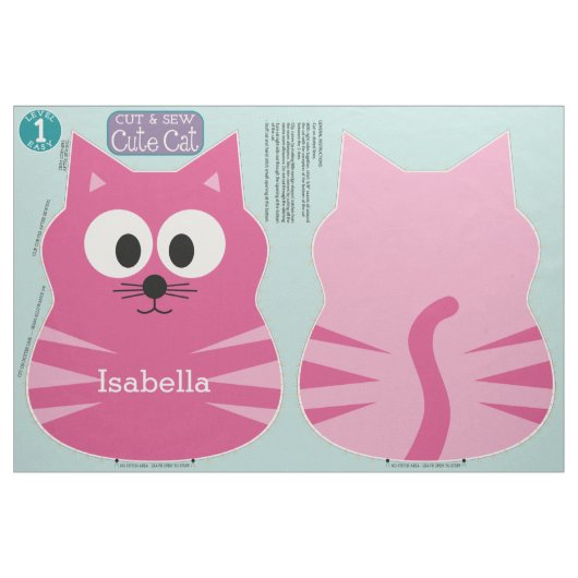 かわいい猫ぬいぐるみ名前をカスタムする ファブリック (ファットクウォーター)