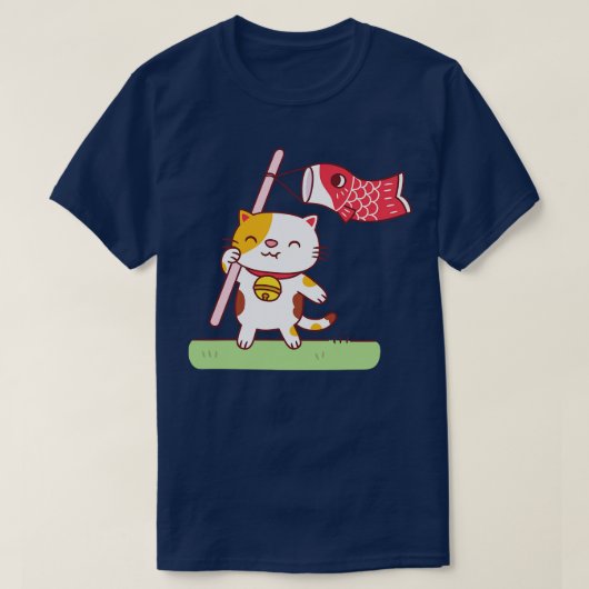 かわいい猫ねこ鯉のぼり Tシャツ (デザイン正面)
