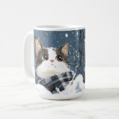 かわいい猫のあったか冬の雪 コーヒーマグカップ (正面左)