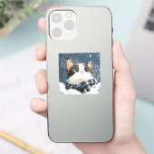 かわいい猫のあったか冬の雪 シール (スマートフォン)