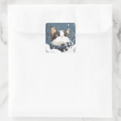 かわいい猫のあったか冬の雪 スクエアシール (バッグ)