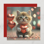 かわいい猫のいるバレンタインデー シーズンカード (正面/裏面)