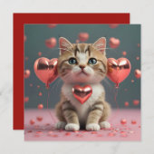 かわいい猫のいるバレンタインデー シーズンカード (正面/裏面)