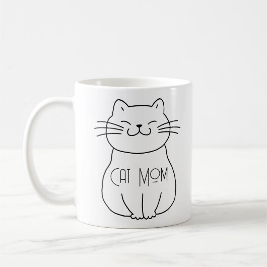 かわいい猫のお母さん笑顔の猫アニメ コーヒーマグカップ (左)