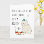 かわいい猫のお誕生日ケーキ願い カード (黄色い花)