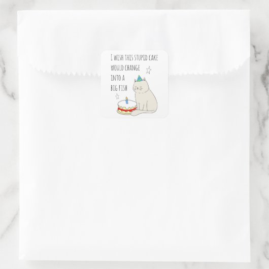 かわいい猫のお誕生日ケーキ願い スクエアシール (バッグ)