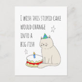 かわいい猫のお誕生日ケーキ願い ポストカード (正面)