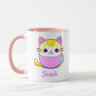 かわいい猫のかわいいパーソナライズされた名 マグカップ