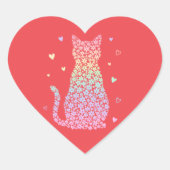 かわいい猫のかわいい虹のハートのパステルグラデーション ハートシール (正面)