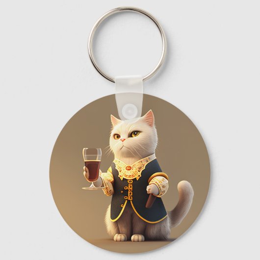 かわいい猫のしもべおもしろいと子猫 キーホルダー (正面)