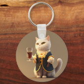 かわいい猫のしもべおもしろいと子猫 キーホルダー (正面)
