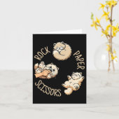 かわいい猫のじゃんけんゲーム ロック・ペーパー・シザーズ 女性 カード (黄色い花)