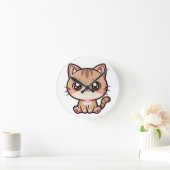 かわいい猫のちびキャライラスト ラウンド壁時計 (ホーム)