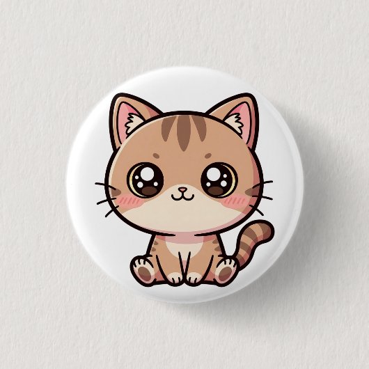 かわいい猫のちびキャライラスト 缶バッジ (正面)