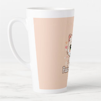 かわいい猫のひざの上でのホットコーヒー: かわいい子猫の世界 カフェラテマグ
