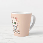 かわいい猫のひざの上ではホットコーヒー カフェラテマグ (右アングル)