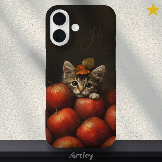 かわいい猫のりんご絵を描のイニシャル Case-Mate iPhoneケース