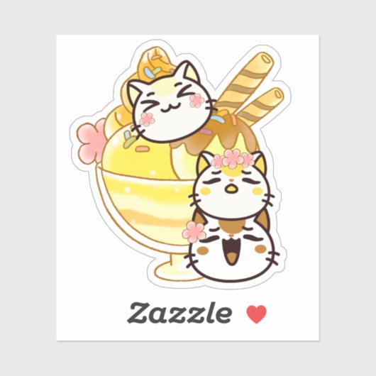 かわいい猫のアイスクリームサンデー シール (シート)