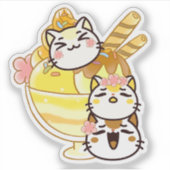 かわいい猫のアイスクリームサンデー シール (正面)