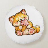 かわいい猫のアイスクリーム ラウンドクッション (裏面)